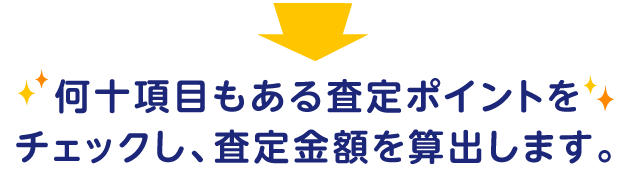 何十項目もある査定ポイントをチェックし、査定金額を算出します。